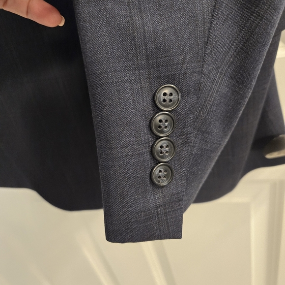 Joseph Abboud 2pc Suit Blue/Gray Plaid 48R/42 W 100% Italian Wool Mint - Picture 7 of 12